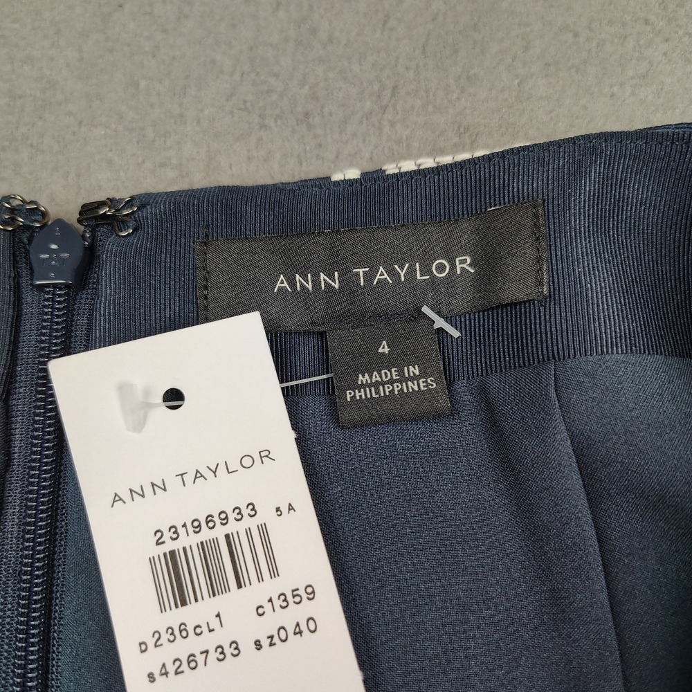 Ann Taylor‎ Pencil Skirt Women 4 Blue White Geometric Triangles Career New $89 - Picture 4 of 12